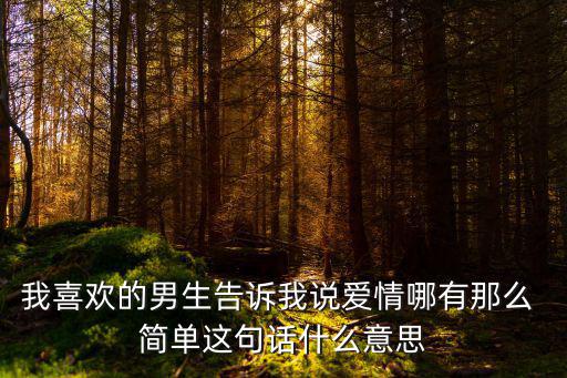 我喜歡的男生告訴我說愛情哪有那么 簡單這句話什么意思
