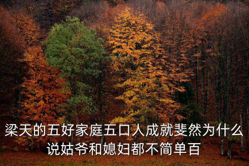梁天的五好家庭五口人成就斐然為什么說姑爺和媳婦都不簡單百