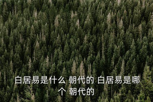 白居易是哪個朝代的詩人,白居易，中國唐代詩人