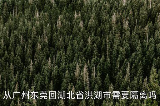 從廣州東莞回湖北省洪湖市需要隔離嗎