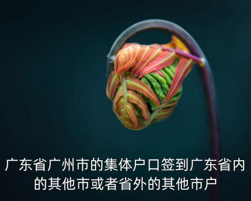 廣東省廣州市的集體戶口簽到廣東省內的其他市或者省外的其他市戶