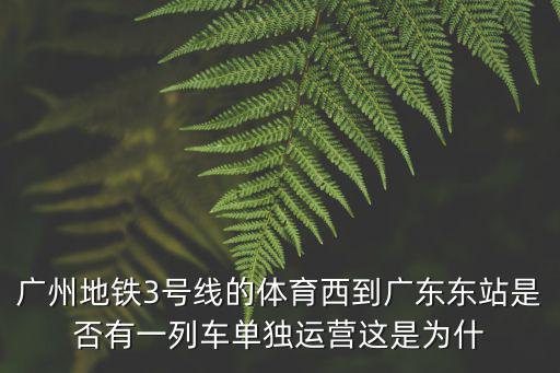 廣州地鐵3號(hào)線的體育西到廣東東站是否有一列車單獨(dú)運(yùn)營(yíng)這是為什