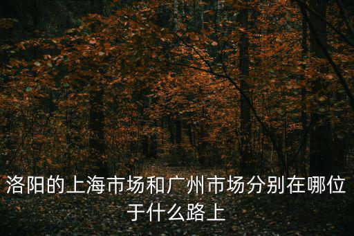 洛陽的上海市場和廣州市場分別在哪位于什么路上