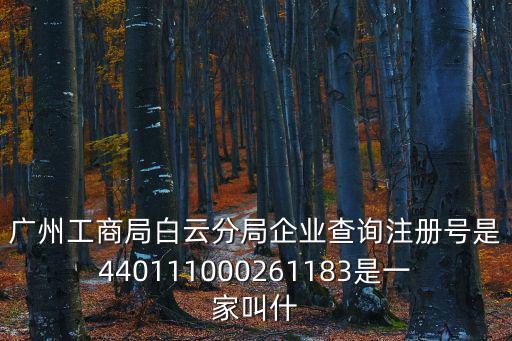 廣州工商局白云分局企業查詢注冊號是440111000261183是一家叫什