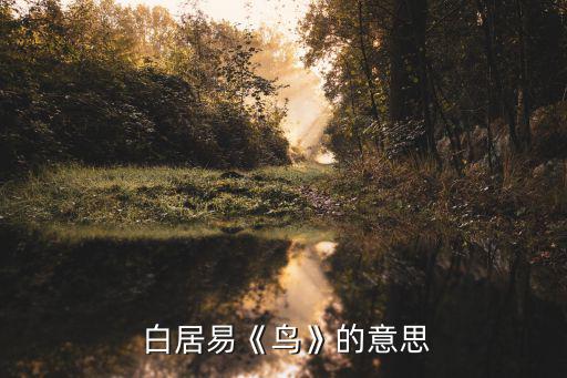 鳥白居易,白居易七言絕句勸人珍惜環境