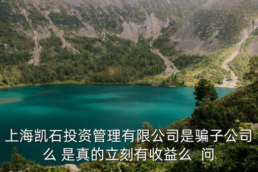 上海凱石投資管理有限公司是騙子公司么 是真的立刻有收益么  問