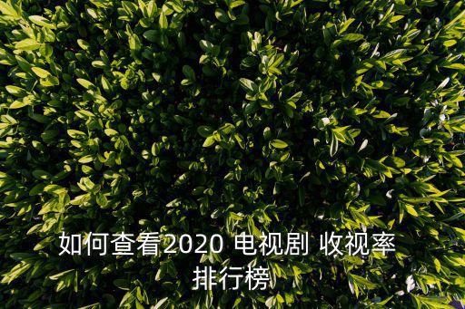 如何查看2020 電視劇 收視率 排行榜