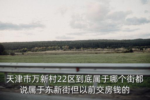 天津市萬新村22區到底屬于哪個街都說屬于東新街但以前交房錢的