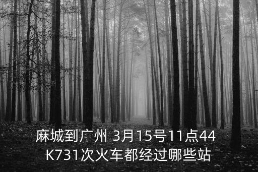 麻城到廣州 3月15號11點44 K731次火車都經過哪些站