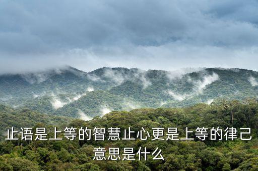 止語是上等的智慧止心更是上等的律己意思是什么