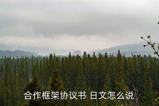 合作框架協(xié)議書 日文怎么說