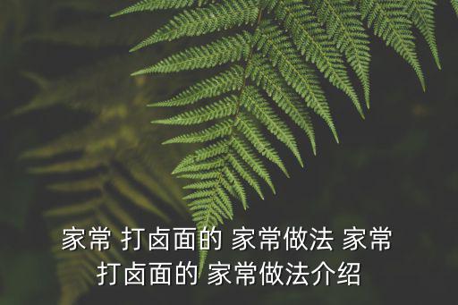  家常 打鹵面的 家常做法 家常 打鹵面的 家常做法介紹
