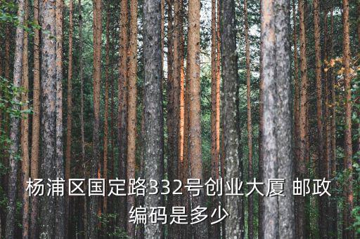 楊浦區(qū)國定路332號創(chuàng)業(yè)大廈 郵政編碼是多少
