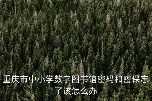 重慶市中小學生家庭教育與網絡安全，重慶市中小學數字圖書館密碼和密保忘了該怎么辦