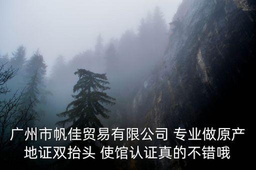 廣州市帆佳貿易有限公司 專業做原產地證雙抬頭 使館認證真的不錯哦