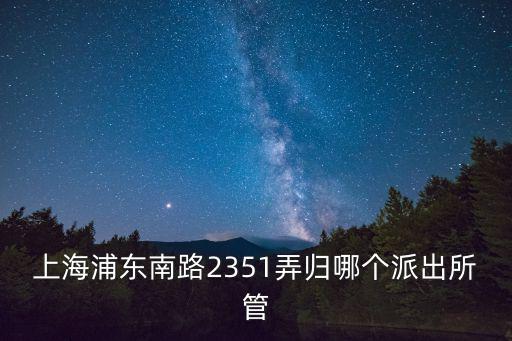 上海市浦東新區(qū)什么源派出所，上海浦東南路2351弄?dú)w哪個(gè)派出所管