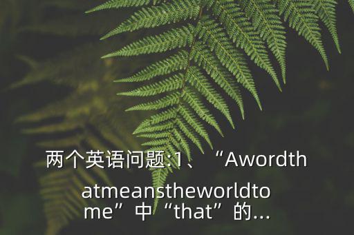 兩個英語問題:1、“Awordthatmeanstheworldtome”中“that”的...