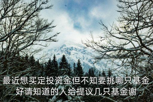 最近想買定投資金但不知要挑哪只基金好請(qǐng)知道的人給提議幾只基金謝