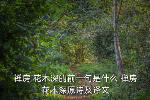 禪房花木深,禪房花木最后一句:我的路已蜿蜒通過避風洼地