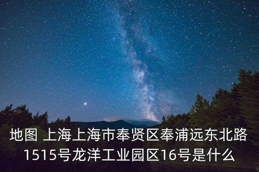 地圖 上海上海市奉賢區(qū)奉浦遠(yuǎn)東北路1515號(hào)龍洋工業(yè)園區(qū)16號(hào)是什么