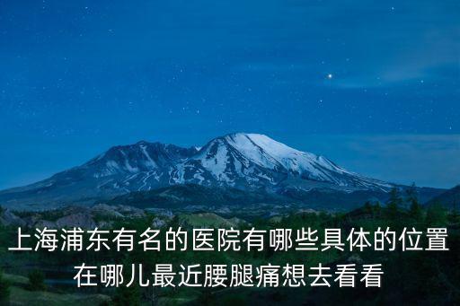 上海浦東有名的醫院有哪些具體的位置在哪兒最近腰腿痛想去看看