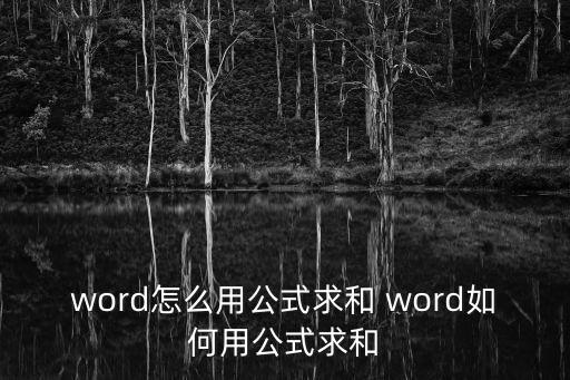 word怎么用公式求和 word如何用公式求和