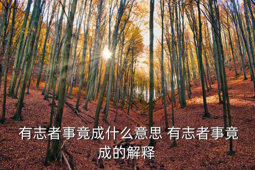有志者事競成,有志者事竟成一切皆有可能