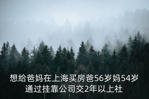 想給爸媽在上海買房爸56歲媽54歲通過掛靠公司交2年以上社