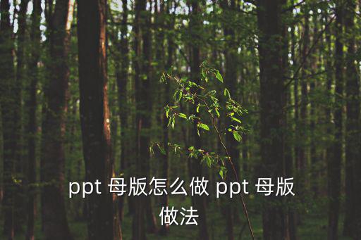  ppt 母版怎么做 ppt 母版做法