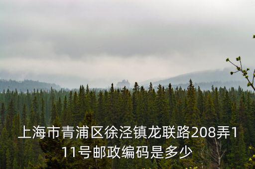 上海市青浦區(qū)徐涇鎮(zhèn)龍聯(lián)路208弄111號郵政編碼是多少