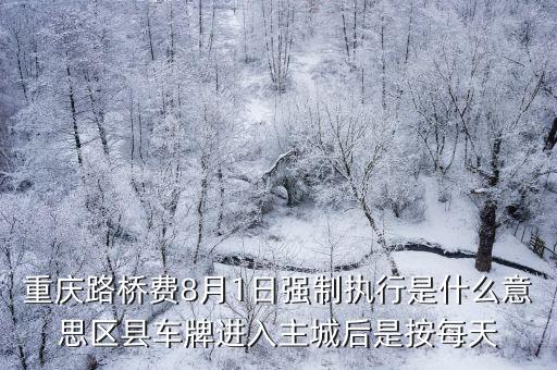 重慶路橋費8月1日強制執行是什么意思區縣車牌進入主城后是按每天