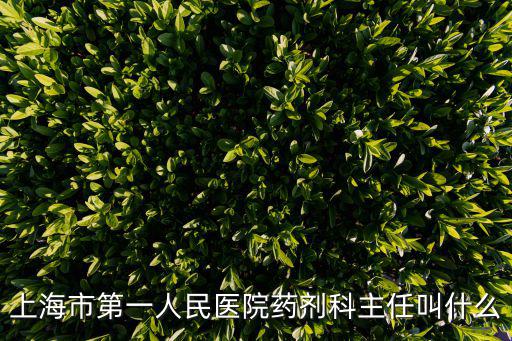 上海市第一人民醫院藥劑科主任叫什么
