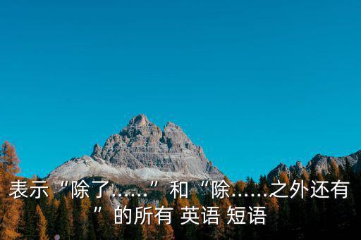 表示“除了……”和“除……之外還有”的所有 英語 短語