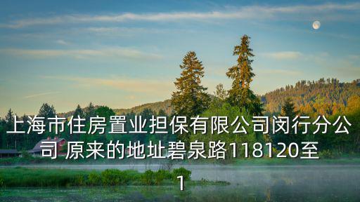上海市住房置業擔保有限公司閔行分公司 原來的地址碧泉路118120至1