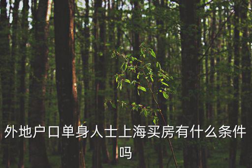 外地戶口單身人士上海買房有什么條件嗎