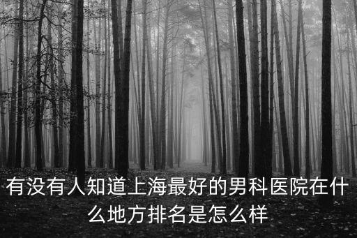有沒有人知道上海最好的男科醫院在什么地方排名是怎么樣