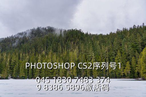 PHOTOSHOP CS2序列號1045 1830 7483 3749 8386 5896激活碼