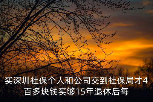 深圳社保每個月領多少錢，買深圳社保個人和公司交到社保局才4百多塊錢買夠15年退休后每