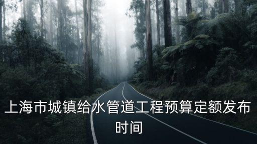 上海市城鎮(zhèn)給水管道工程預算定額發(fā)布時間