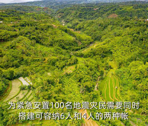 為緊急安置100名地震災民需要同時搭建可容納6人和4人的兩種帳