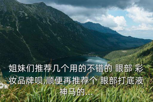 姐妹們推薦幾個用的不錯的 眼部 彩妝品牌唄,順便再推薦個 眼部打底液神馬的...