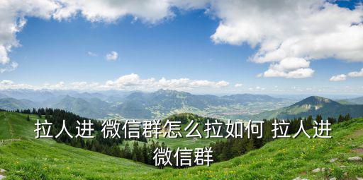  拉人進 微信群怎么拉如何 拉人進 微信群