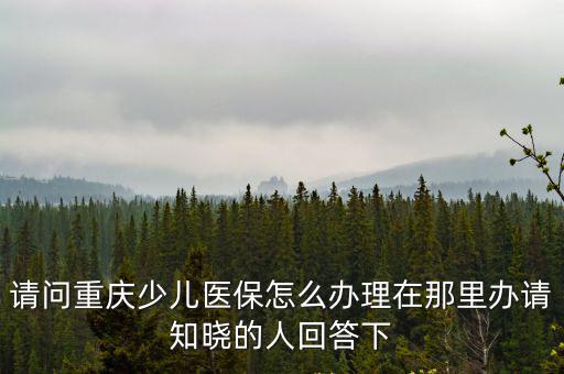 請問重慶少兒醫(yī)保怎么辦理在那里辦請知曉的人回答下