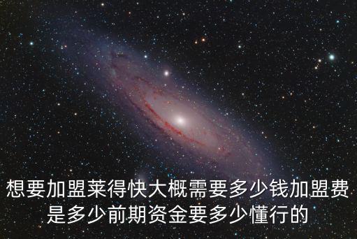 想要加盟萊得快大概需要多少錢加盟費是多少前期資金要多少懂行的