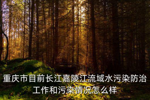 重慶市目前長江嘉陵江流域水污染防治工作和污染情況怎么樣