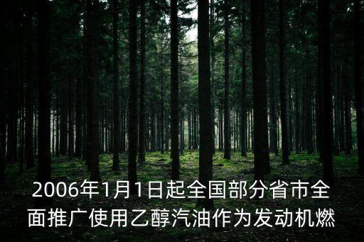 2006年1月1日起全國部分省市全面推廣使用乙醇汽油作為發(fā)動機燃