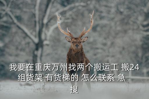 我要在重慶萬州找兩個搬運工 搬24組貨架 有貨梯的 怎么聯系 急  搜