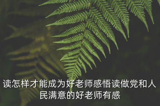 讀怎樣才能成為好老師感悟讀做黨和人民滿意的好老師有感