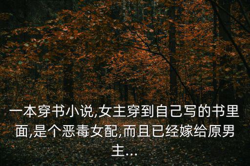 一本穿書小說,女主穿到自己寫的書里面,是個惡毒女配,而且已經嫁給原男主...