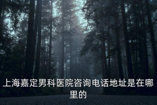 上海嘉定男科醫院咨詢電話地址是在哪里的